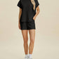 Double Take - Sleek Texture T-Shirt and Shorts Set