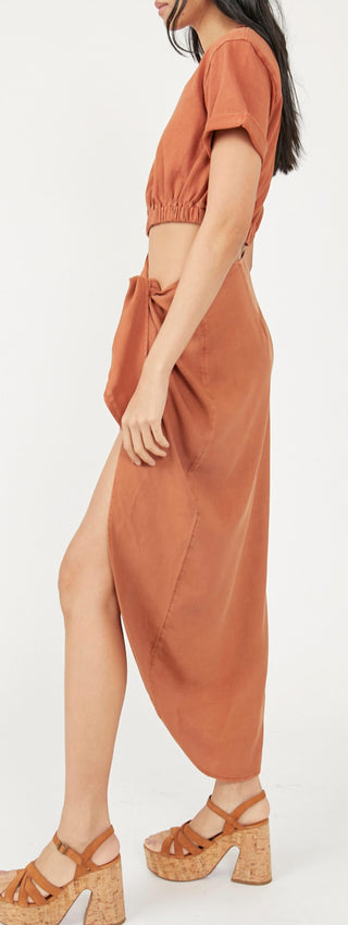 Free People - Short Sleeve Side Tie Maxi Dress