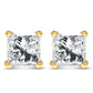 IGI Certified 14k Yellow Gold 1/3 Cttw 4-Prong Set Princess-Cut Solitaire Diamond Push Back Stud Earrings (Q-R Color, I1-I2 Clarity)