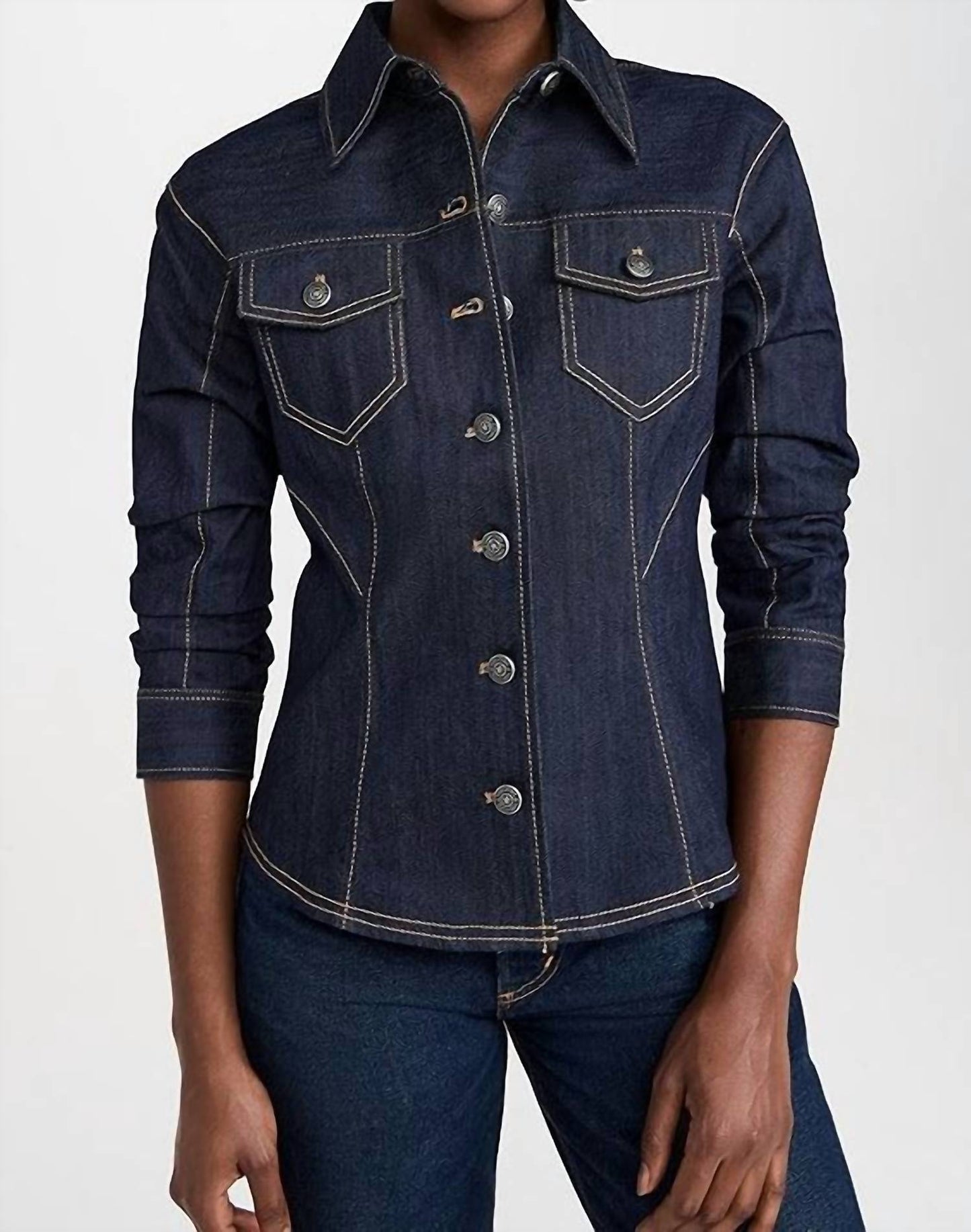 Cinq A Sept - Denim Scrunch Sleeve Top