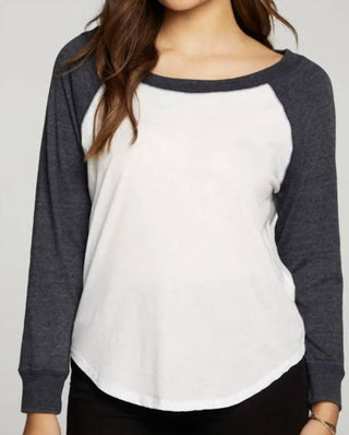 Chaser - Triblend Jersey Long Sleeve Baseball Tee White & Avalon