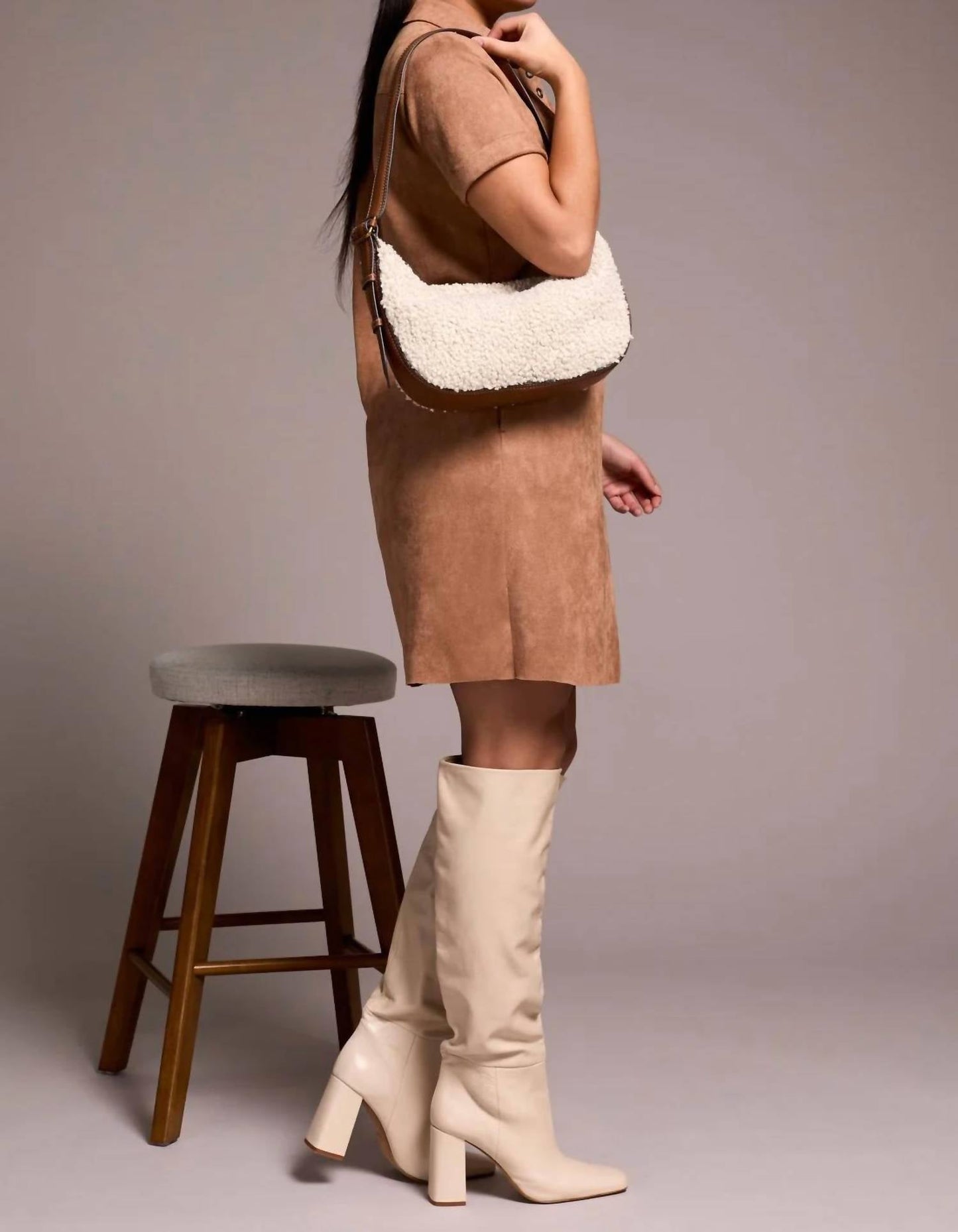 Tribal - suede short sleeve dress