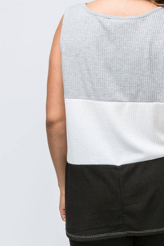 Entro - Color Block Waffle Knit Tank Top
