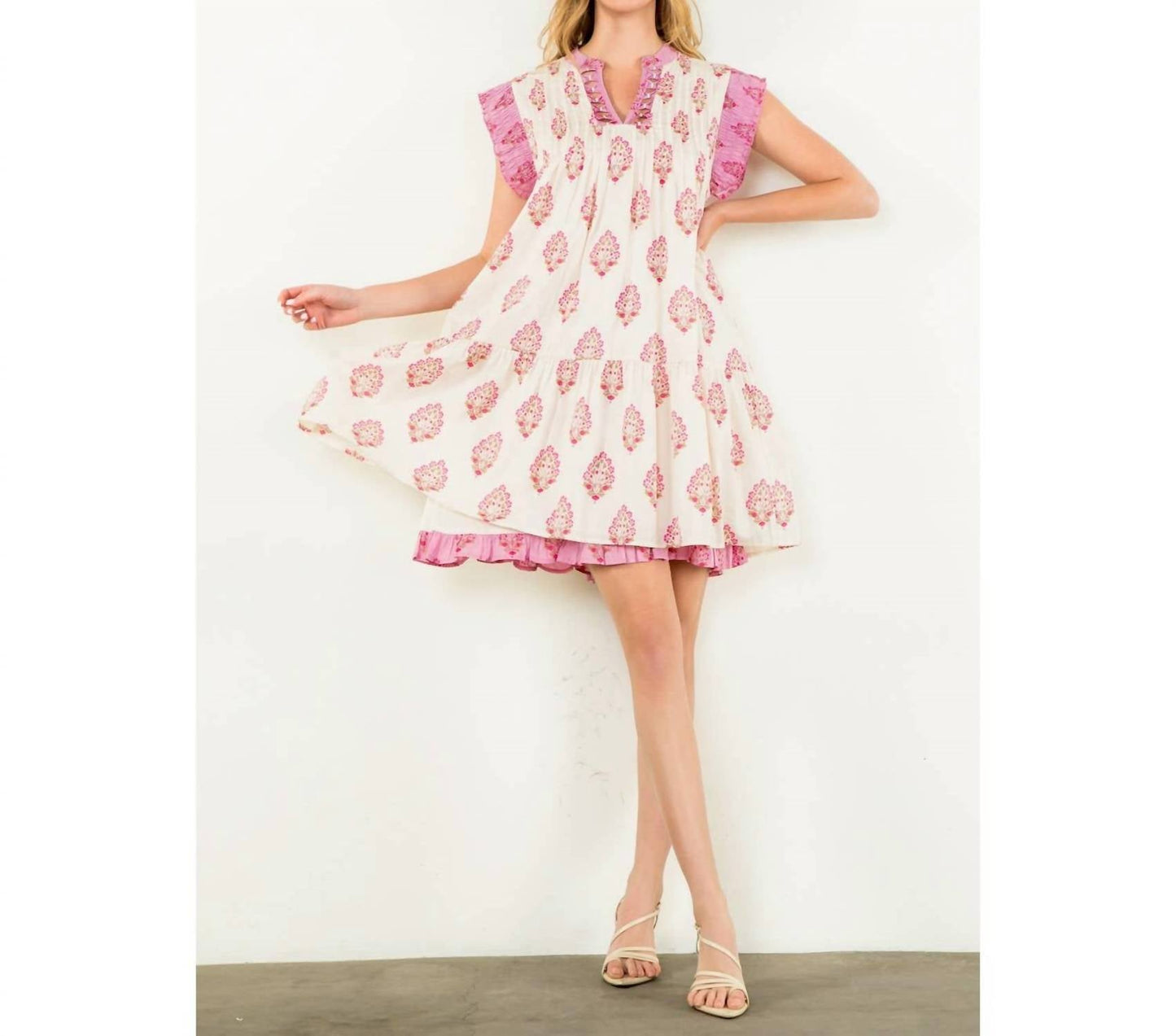 Thml - Sleeveless Pintuck Floral Print Dress