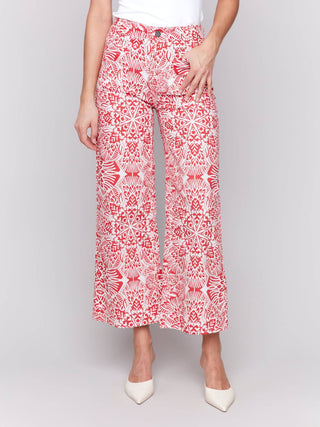 Charlie B - Printed Flare Pants With Patch Pockets