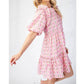 Bns - Printed Puff Sleeves Mini Ruffle Dress