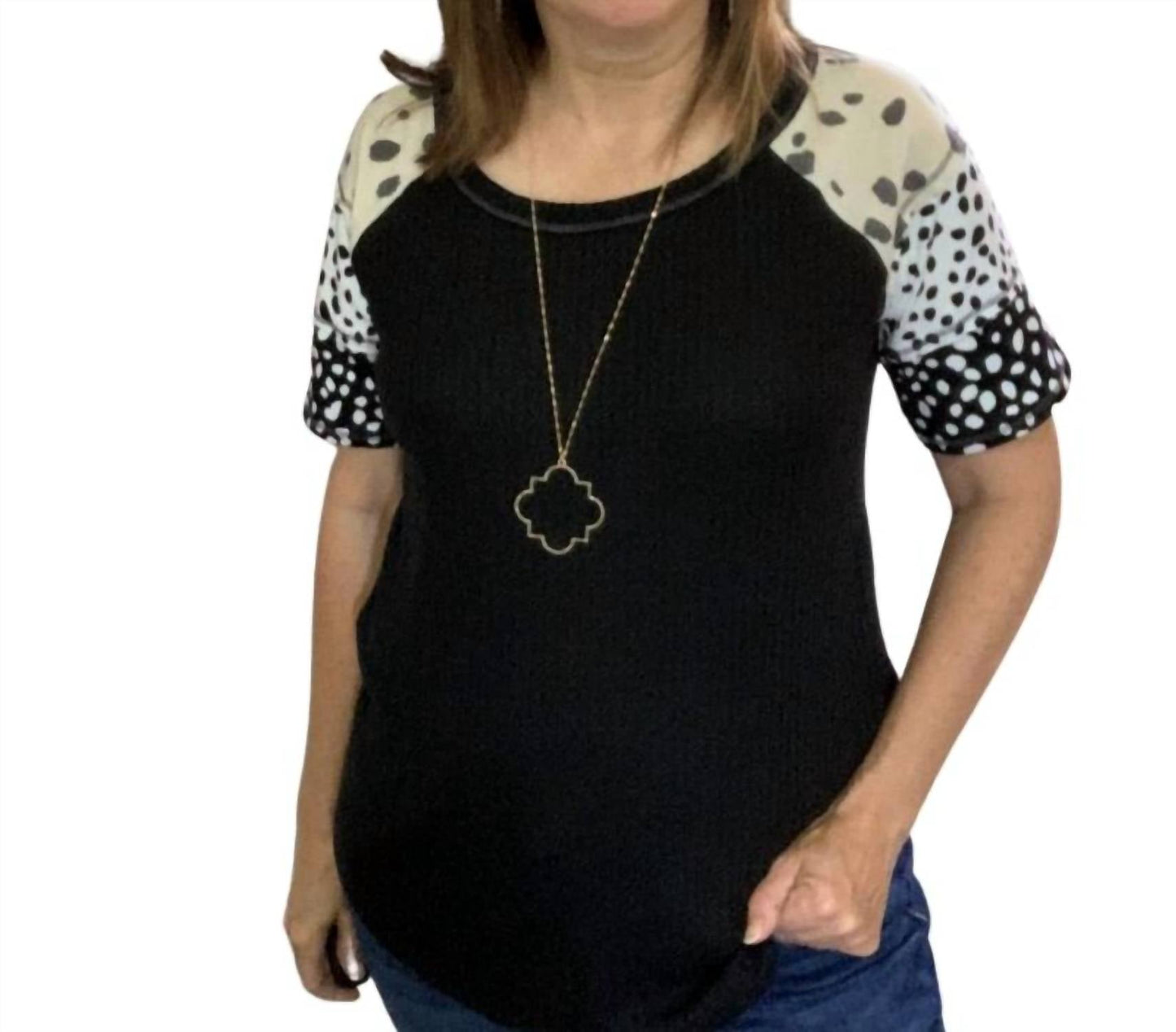 Bibi - Printed Sleeve Tee Top