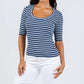 Goldie - Women's Rebecca Striped Rib Half Sleeve Top