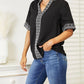 Double Take - Embroidered Notched Neck Top