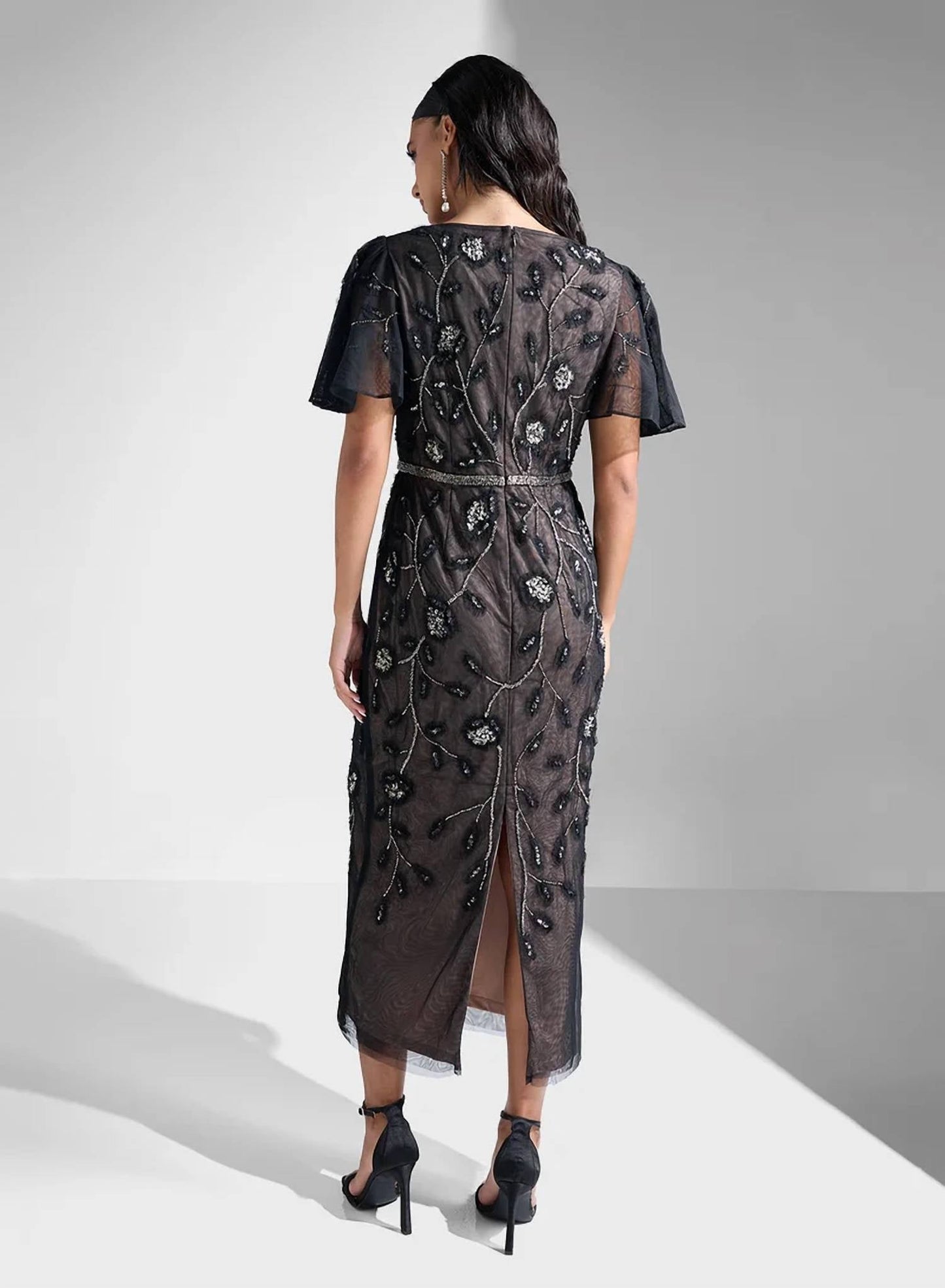Adrianna Papell - Beaded Knit Mesh Sequin Dress