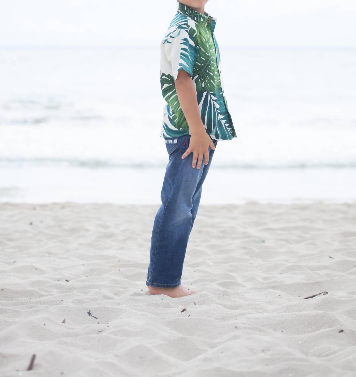 Coradorables - Boys Monstera Short Sleeve "kalani" Aloha Shirt