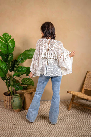 Paparazzi - Crochet Mesh Kimono Cardigan
