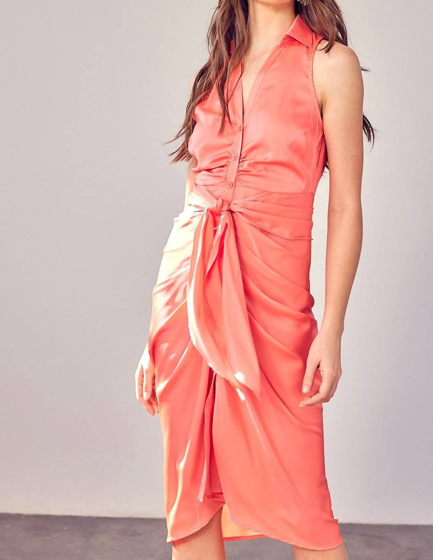Do+Be - Sleeveless Collar Front Tie Dress