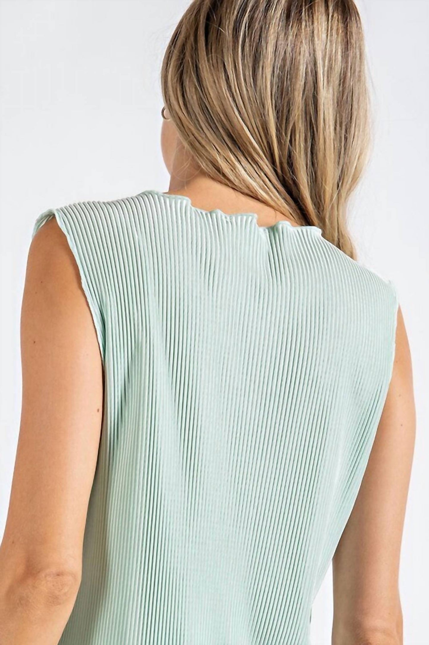 143 Story - Peyton Pleated Sleeveless High Neck Top