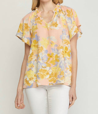 Entro - Floral Potter Sleeve Shirt