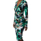 Joseph Ribkoff - Abstract Print Silky Knit Wrap Dress With Ornament