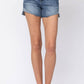 Judy Blue - Mid Rise Half Cuffed Jean Shorts