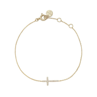 Eklexic - Women's Horizontal Cubic Zirconia Cross Bracelet