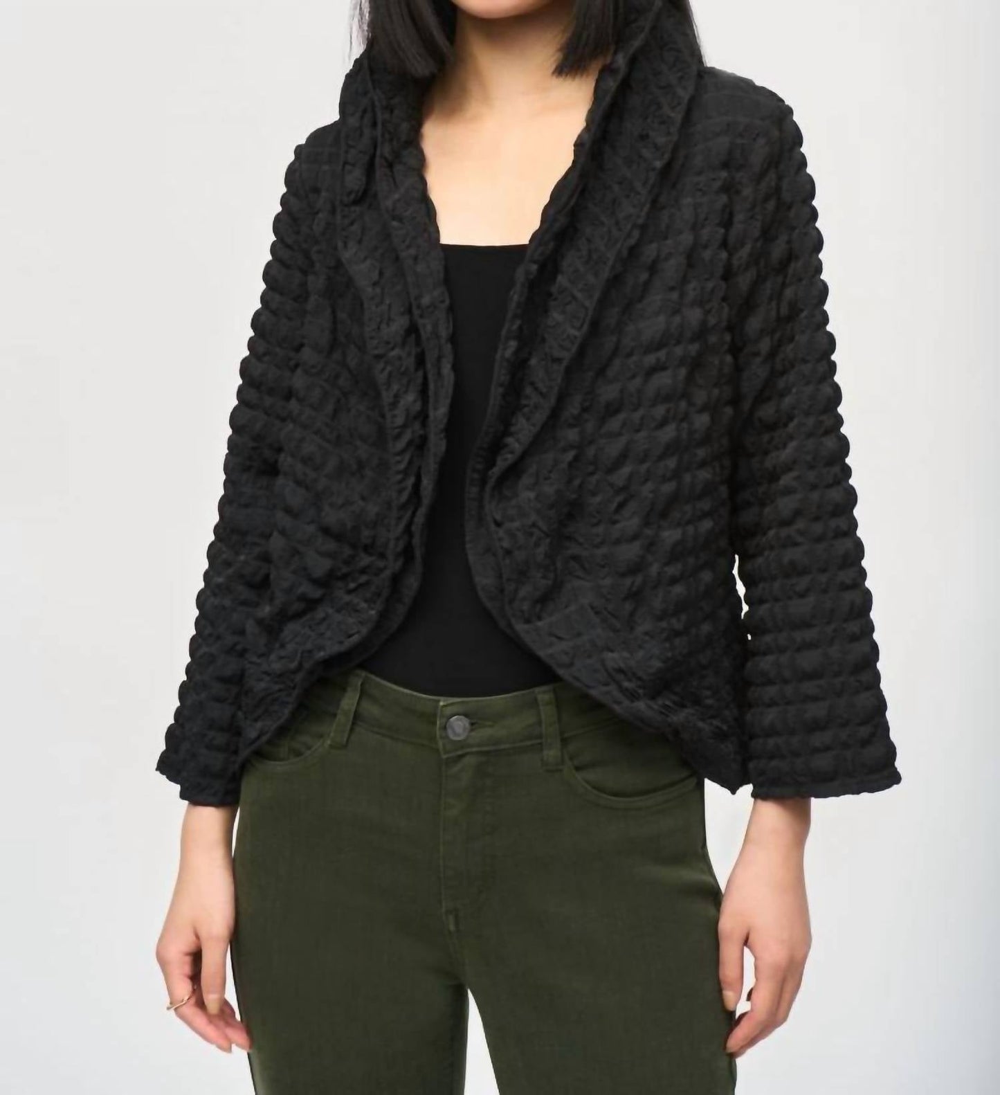 Joseph Ribkoff - Bubble Textured Open Front Cropped Jacket