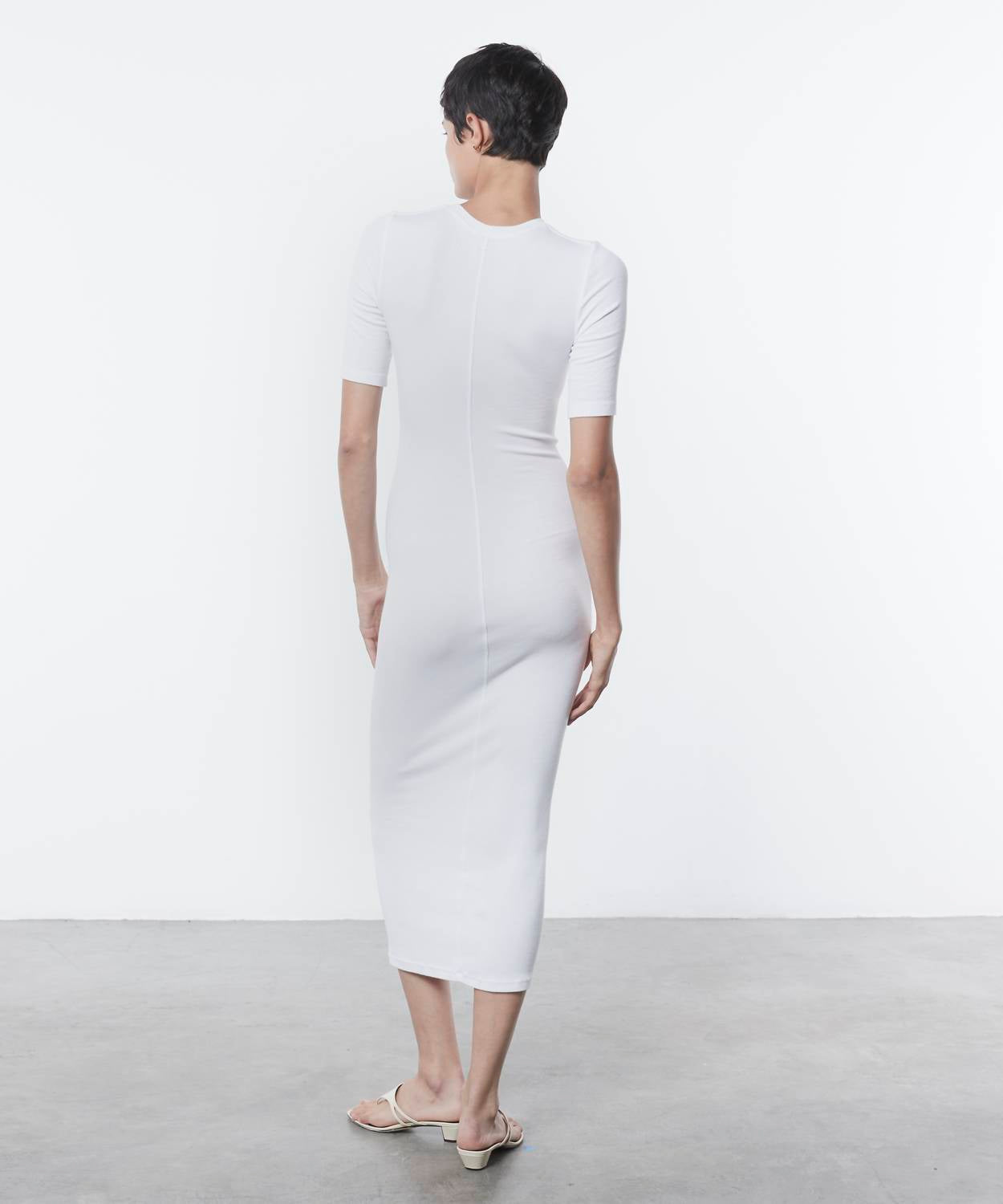 Enza Costa - SILK RIB HALF SLEEVE MIDI DRESS