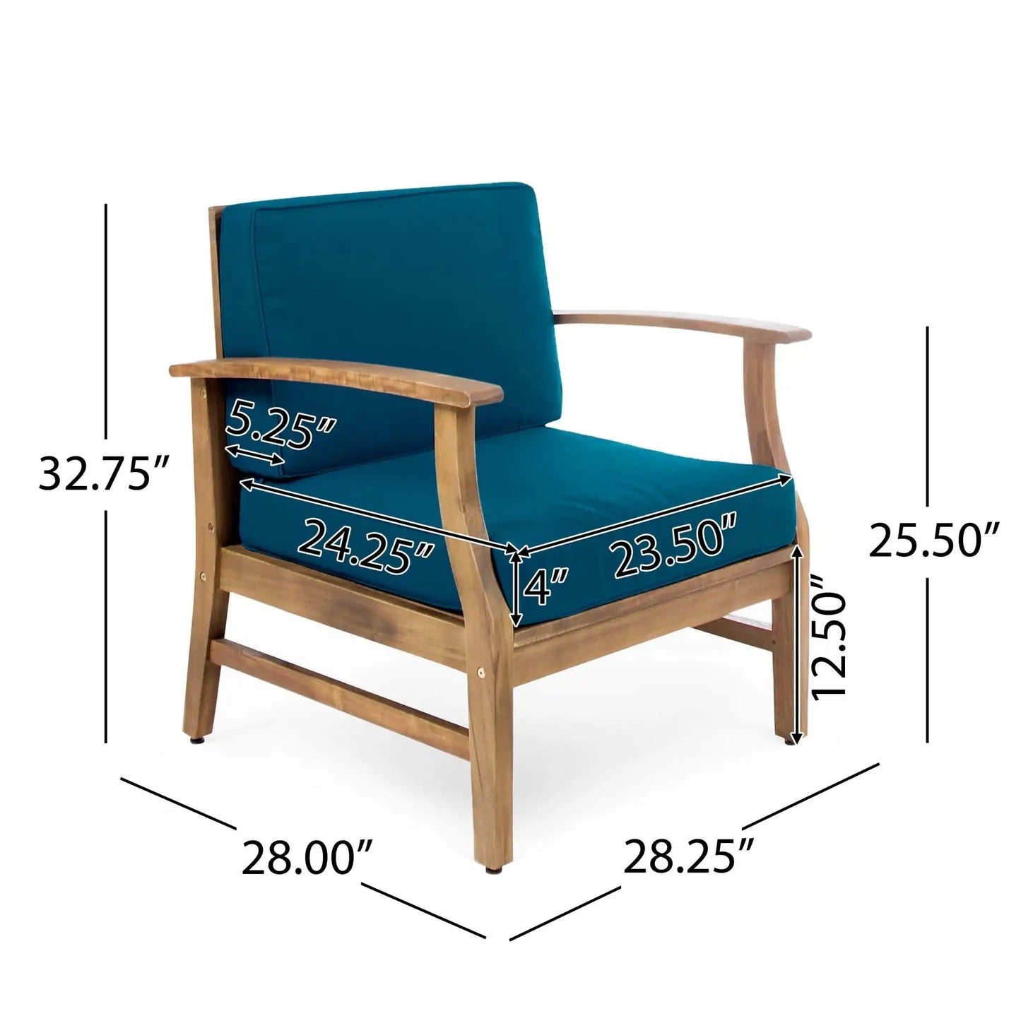 Perla Contemporary Club Chair with Water-Resistant Cushion
