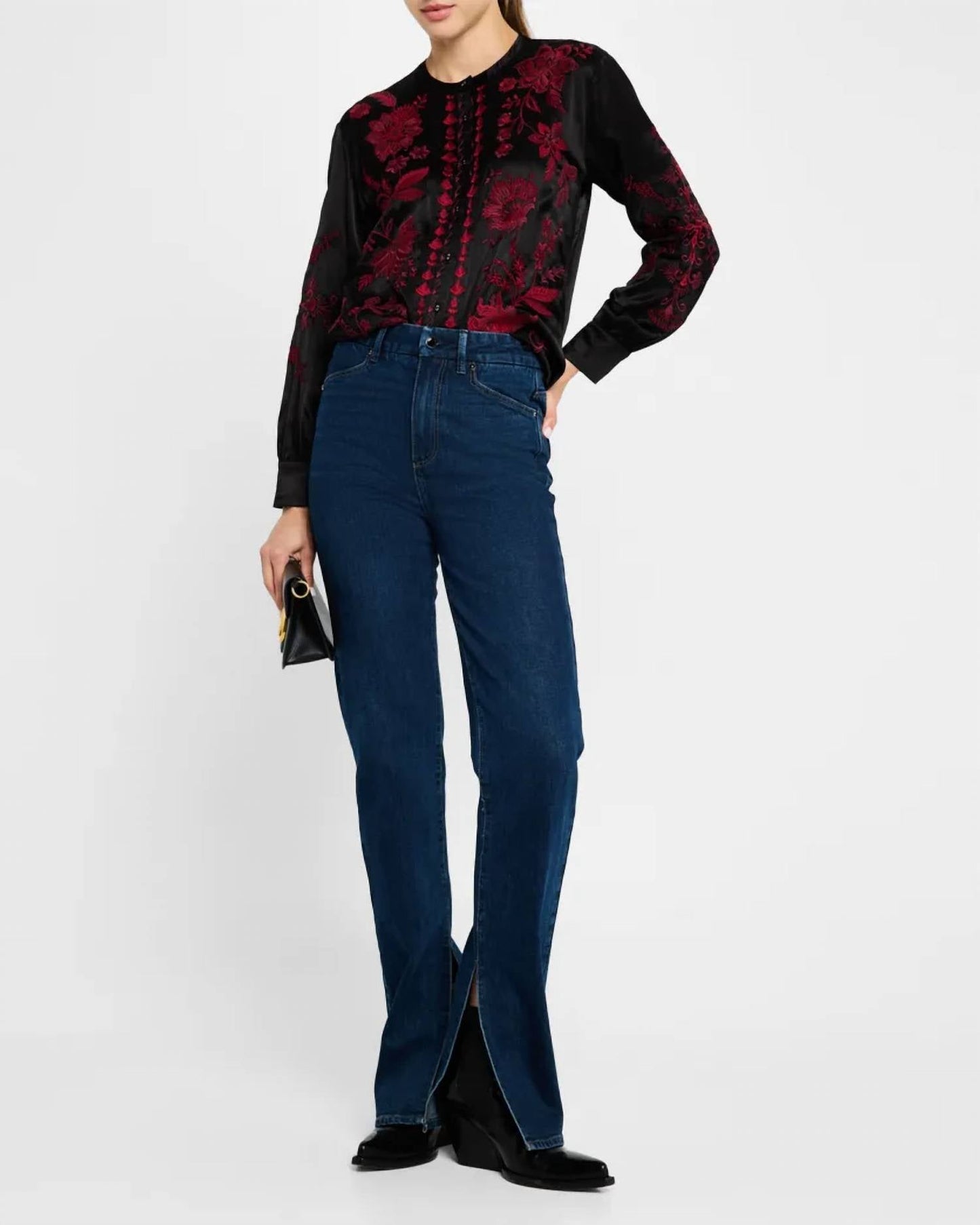 Johnny Was - Annalina Sequin Floral-Embroidered Shirt