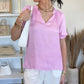 Current Air - Angie Short Sleeve Satin Top