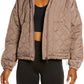 Zella Women's Quilted Bomber Jacket in Grey Sparrow