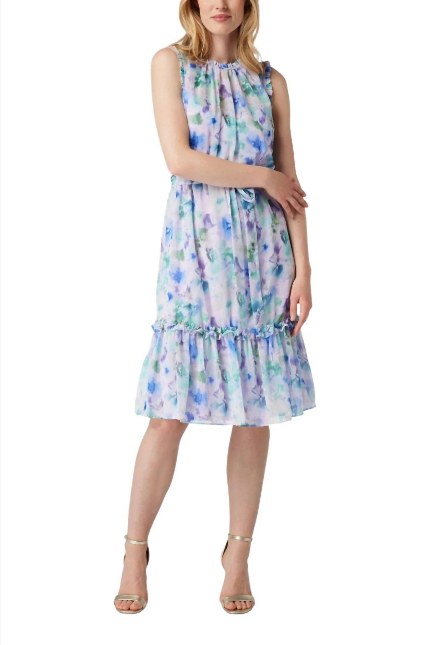 Adrianna Papell - Sleeveless Chiffon Midi Dress