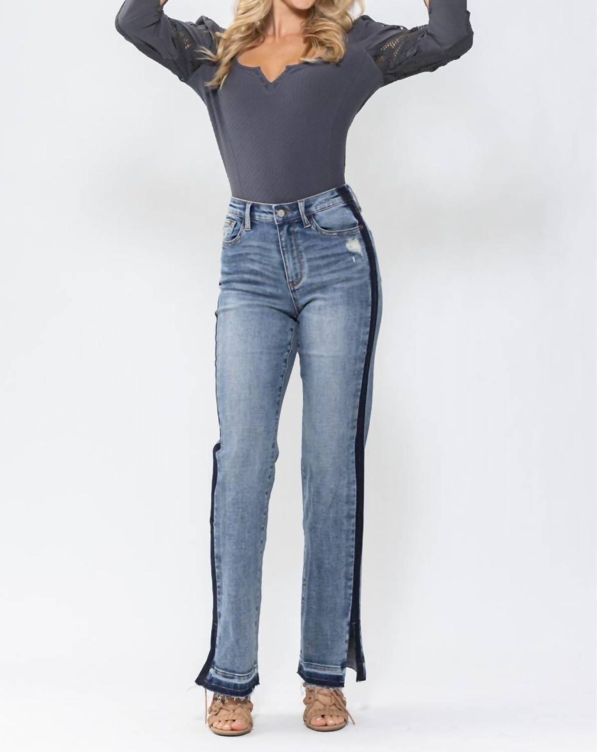Judy Blue - High Waist Side Seam Detail Straight Leg