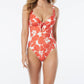 Vince Camuto - Floral Print V-Neck One Piece Swimsuit