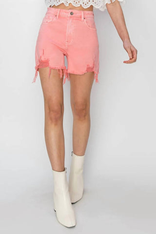 Risen - High Rise Distressed Denim Shorts