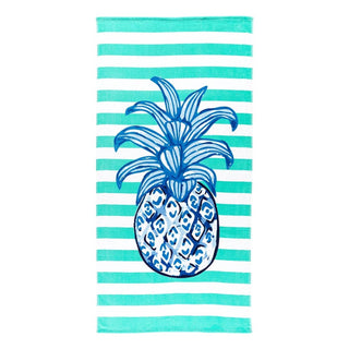 Viv & Lou - Striped Tropical Pineapple Beach Towel