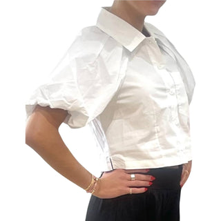 Steve Madden - Bubble Sleeve Cotton Crop Top