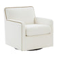 Tolland Swivel Accent Chair With Antique Brass Nailhead Trim - Cream