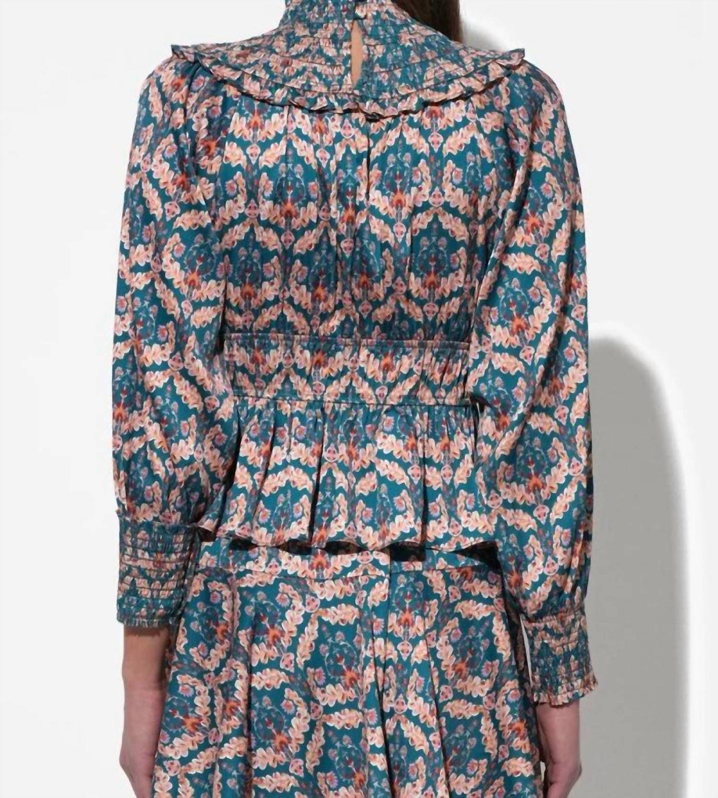 Adelyn Rae - Melodie Smocked Waist Mock Neck Blouse