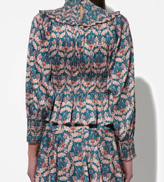 Adelyn Rae - Melodie Smocked Waist Mock Neck Blouse