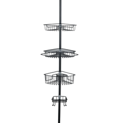 4 Tier Rustproof Shower Caddy Corner Organizer With Adjustable Shelves and Tension Pole