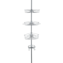 4 Tier Rustproof Shower Caddy Corner Organizer With Adjustable Shelves and Tension Pole