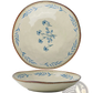 9-inch Ceramic Deep Plates with Blue Leaf Pattern