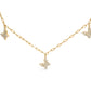 14KT Yellow Gold 1/2 Cttw Diamond Butterfly Station Paperclip Station Necklace (I-J Color, I1-I2 Clarity) - Adjustable 15"-17" Inches