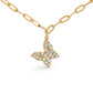 14KT Yellow Gold 1/2 Cttw Diamond Butterfly Station Paperclip Station Necklace (I-J Color, I1-I2 Clarity) - Adjustable 15"-17" Inches
