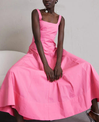 STAUD Wells Stretch Cotton Dress Plumeria Pink Size 4