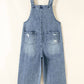 1 The Woman - Distressed Pocketed Wide Leg Capri Denim Overall