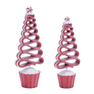 Glittered Ribbon Candy Tree (Set of 2)