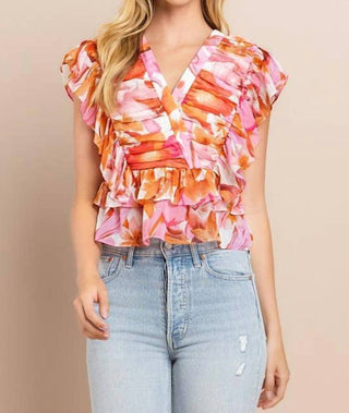 Tcec - Blushing Sunset Ruched Top