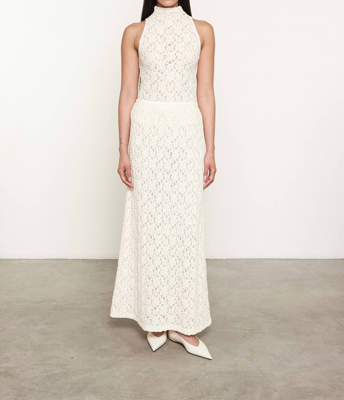 Enza Costa - PUCKERED LACE SLEEEVELESS MOCKNECK