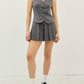 Idem Ditto - Pleated Skirt With Button Down Vest