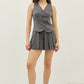 Idem Ditto - Pleated Skirt With Button Down Vest