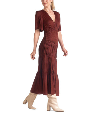 Elan - SHORT SLEEVE V-NECK SMOCKED WAIST DRESS